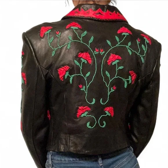 Vintage, rare, and unique beaded leather moto jacket - Picture 2 of 7